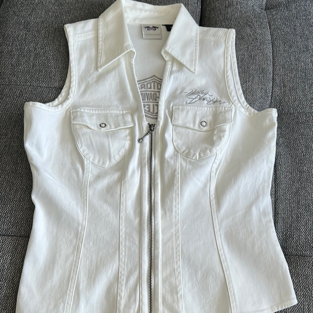 Harley-Davidson White Vest with Embroidery